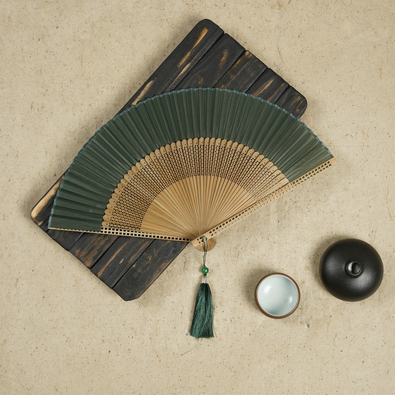 Folding fan, forest green