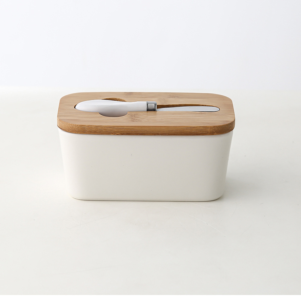 Butter dish, bamboo lid